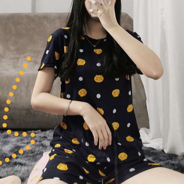 Sweet Bd Women’s Cute Cartoon Print Short Pajama Set – Soft T-Shirt & Shorts ...